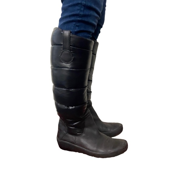 MONCLER Nimble Puffer Down Wedge Knee High Black Boots Snow Women’s Size 40/US 9 - Picture 3 of 16